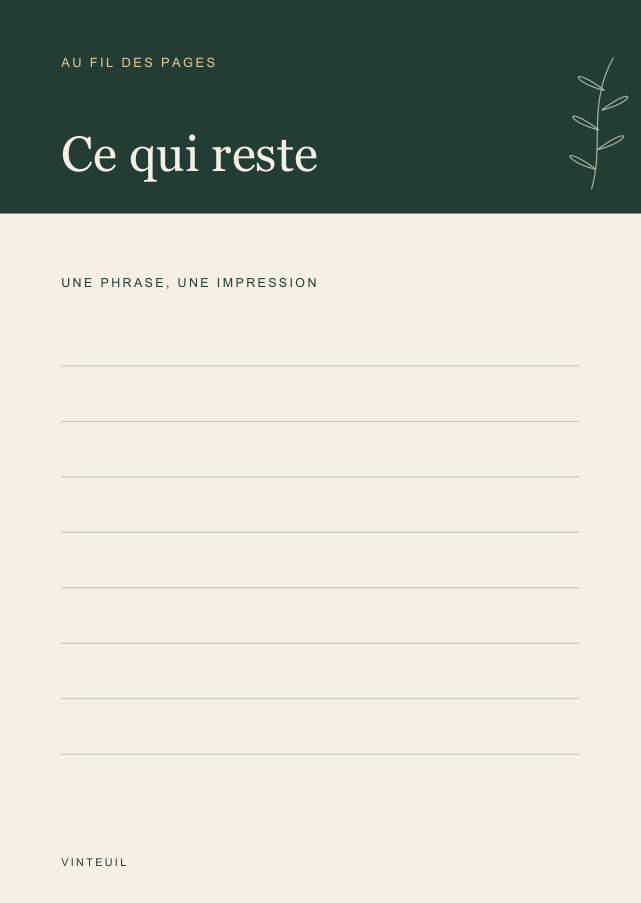 Verso de la fiche de lecture, pour vos citations et impressions